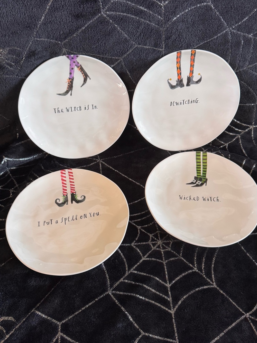 Rae Dunn Set of 4 Witch Leg Plates